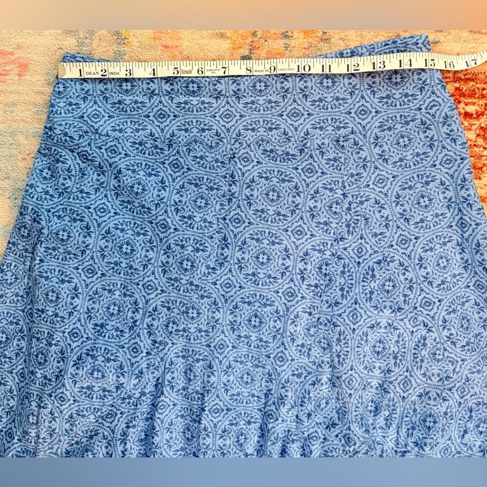 Y2K 100%cotton Charter Club Blue Patterned Women's lined midi Skirt‎ size6 - Picture 3 of 7